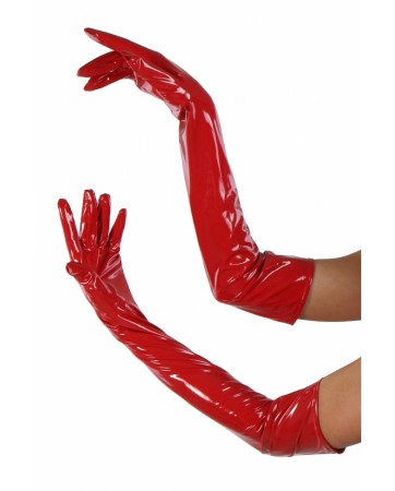 Guanti lunghi in vinile rosso - Soisbelle