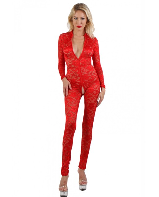 Catsuit Rossa Di Pizzo - Soisbelle