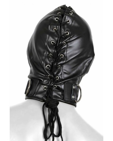 Maschera in similpelle con zip occhi e bocca