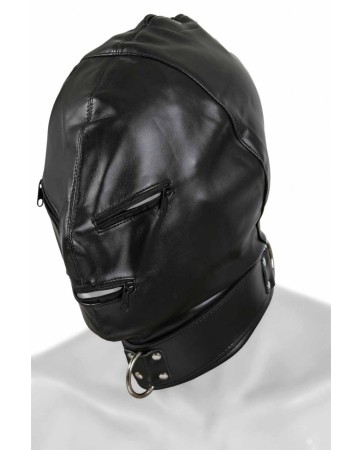Maschera in similpelle con zip occhi e bocca