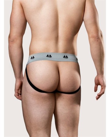Jockstrap nero con banda elastica grigia - Meyer