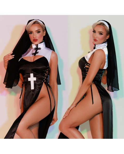 Costume da Suora Sexy - 4 Pezzi - Taglia Unica - JSY Lingerie