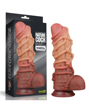 10.5'' Dual layered Platinum Silicone Cock with Rope