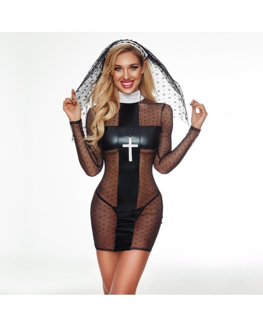 Costume da Sexy Suora - 4 Pezzi - Taglia Unica - JSY Lingerie Costume da Sexy Suora - 4 Pezzi - Taglia Unica - JSY Lingerie