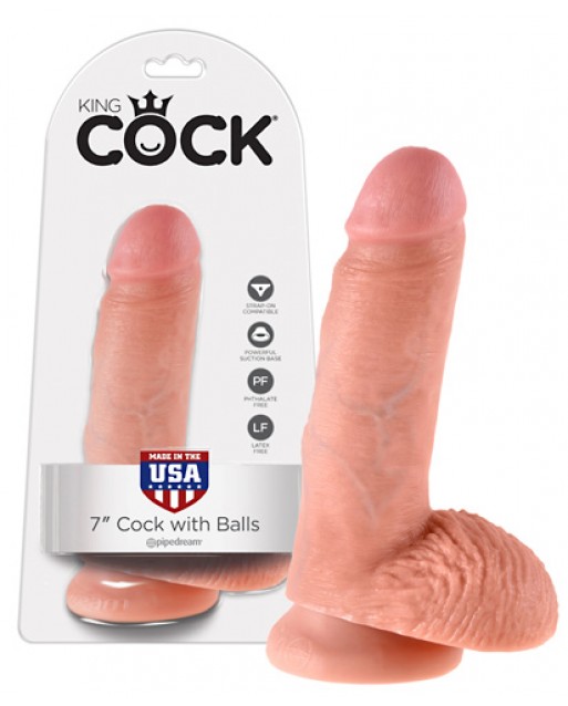 King Cock 7" With Balls Flesh King Cock 7" With Balls Flesh