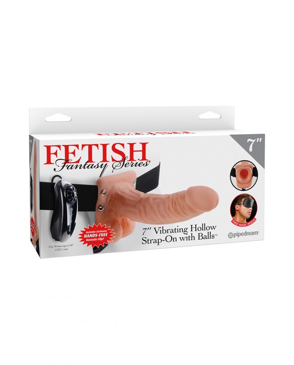 Vibrating Hollow Strap-On With Balls Flesh - 7 inch