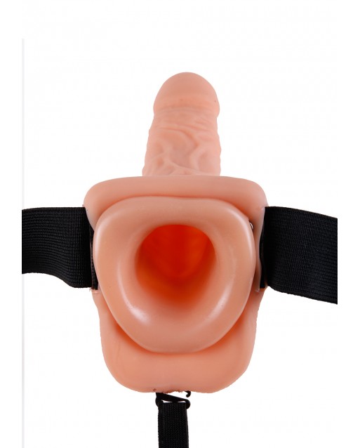 Vibrating Hollow Strap-On With Balls Flesh - 7 inch