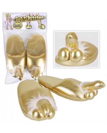 Pantofole Oro con pene e testicoli