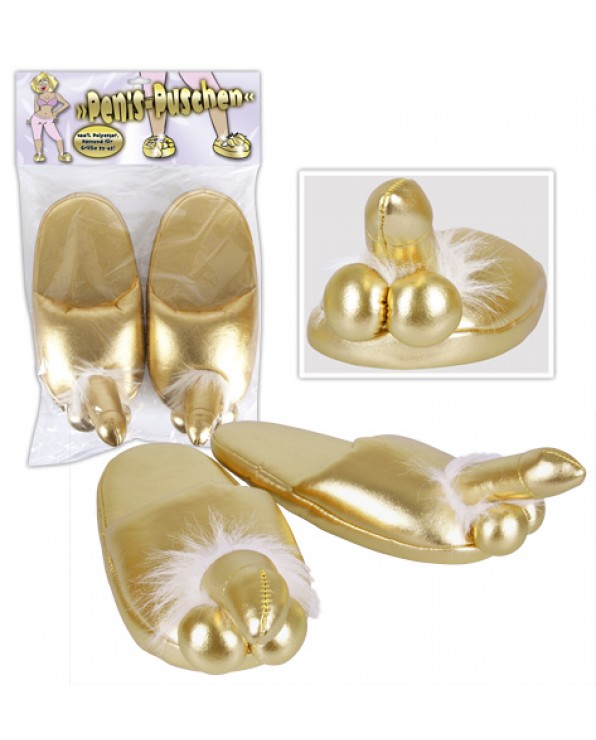 Pantofole Oro con pene e testicoli