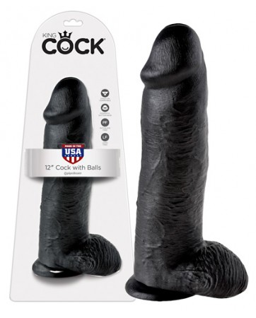 King Cock 12" With Balls Black