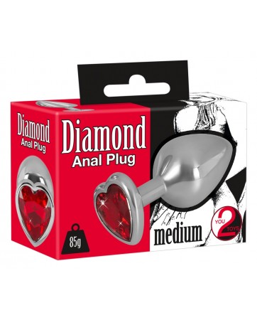 Diamond anal plug Medium, in alluminio con pietra preziosa