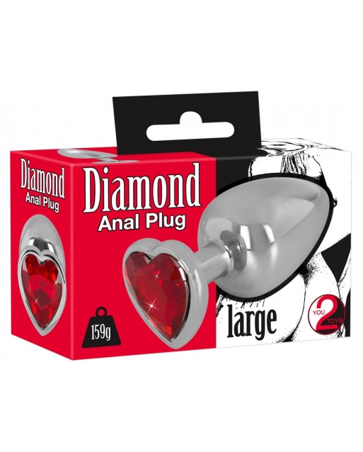Diamond anal plug Large, in alluminio, con pietra preziosa