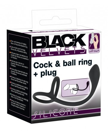 Black Velvets Cock  Ball Ring e Plug