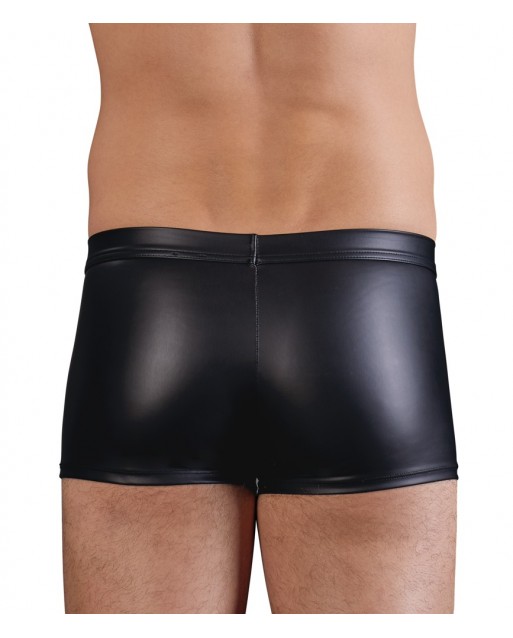 Boxer nero wetlook, con cerniera e cuciture intrecciate - Nek
