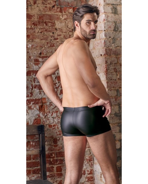 Boxer nero wetlook, con cerniera e cuciture intrecciate - Nek