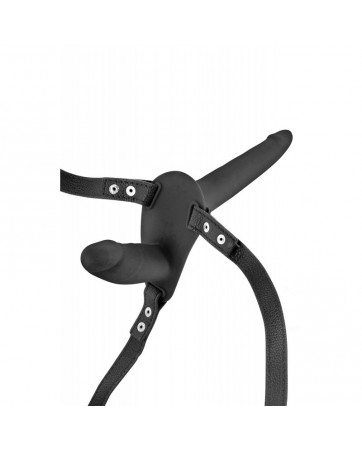 Strap-on harness doppio nero in silicone