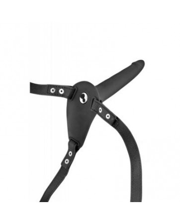 Strap-on harness in silicone nero vibrante ricaricabile
