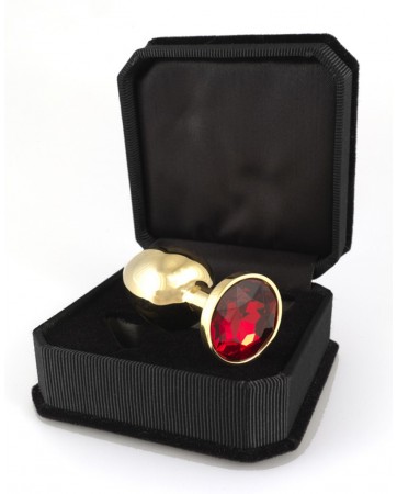 Rimba - GOLD Butt plug SMALL with cristal red