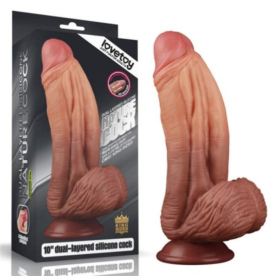 DUAL LAYERED SILICONE NATURE COCK 10" - LOVETOY