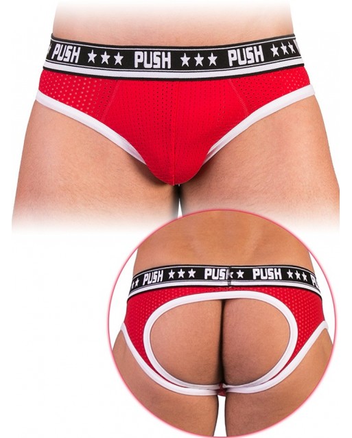 Slip con foro in rete premium - rosso / bianco - Push