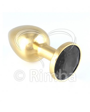 Gold Butt plug Small with black cristal