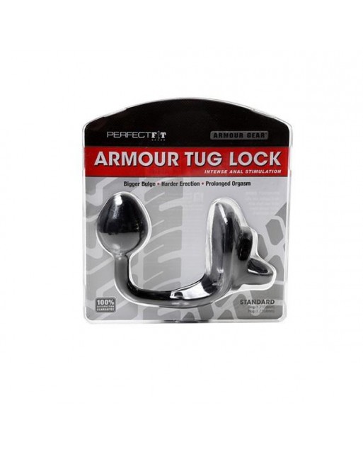 Butt Plug con anello Armour Tug Lock - Black - Perfect Fit